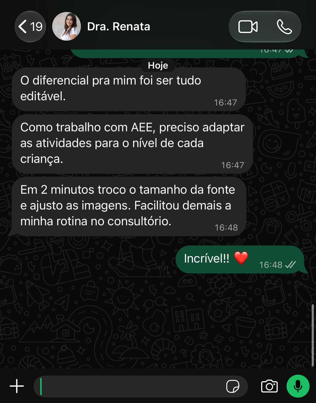 Depoimento enviado de Dra. Renata